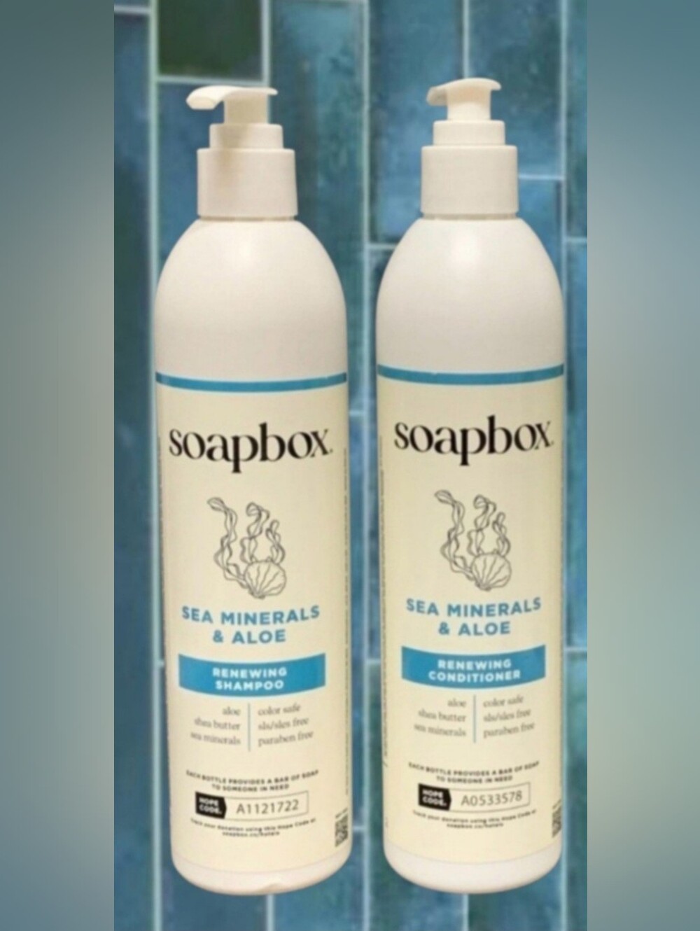 NEW SOAPBOX SEA MINERALS & ALOE RENEWING SHAMPOO AND CONDITIONER
